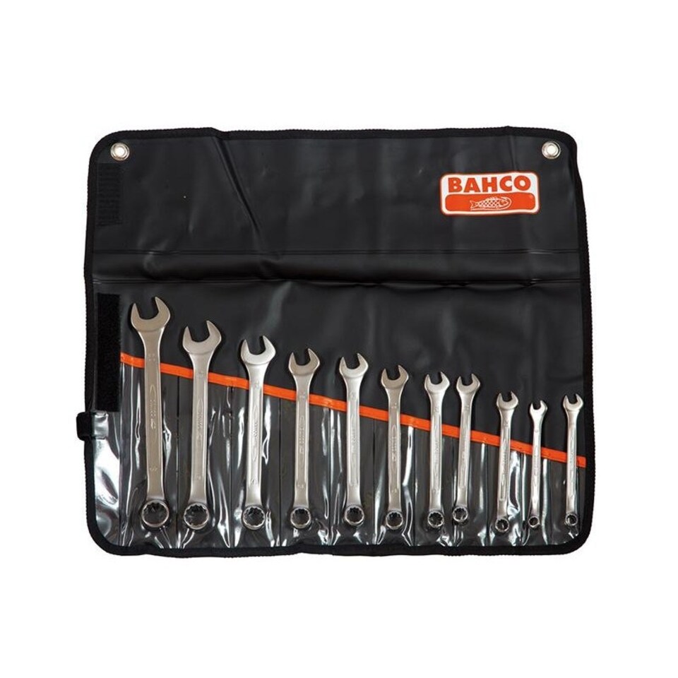 Bahco Chrome Polished Combination Spanner Set, 11 Piece - Multi Colour - One Size