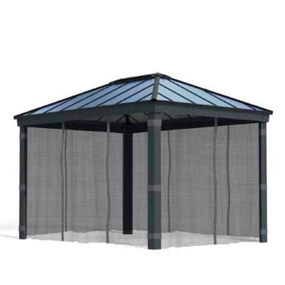 image 1 of Net Curtain Set for Dallas 12 x 16 Gazebo - Polyester - L212 x W440 cm - Dark Grey (Gazebo Not Included)