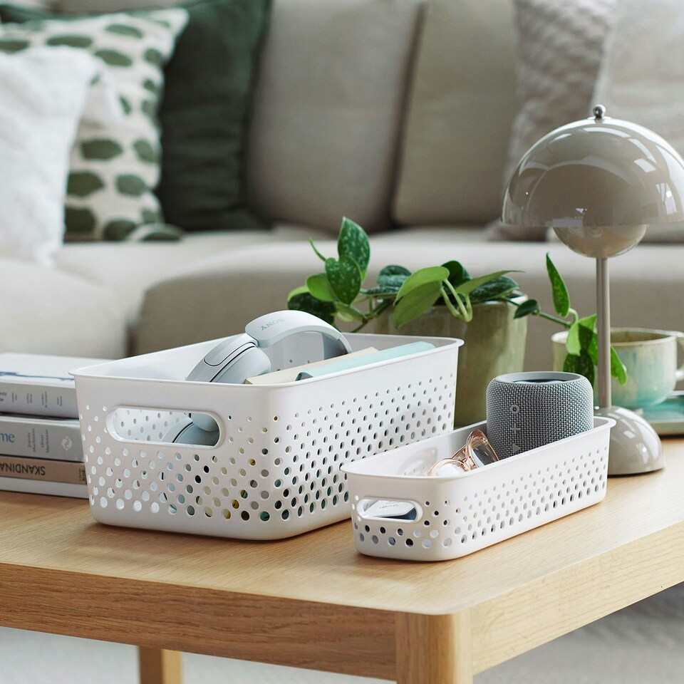 image 1 of SmartStore Essence Slim Sea Salt Storage Tray Basket 1.3L, 3 Pack Blue