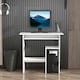 image 2 of HOMCOM Compact Small Computer Table Wooden Desk Keyboard Tray Storage Shelf Modern Corner Table Home Office White