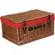 image 2 of 51cm Double Steamed Wicker Picnic Basket with Lining Red | Red | One Size