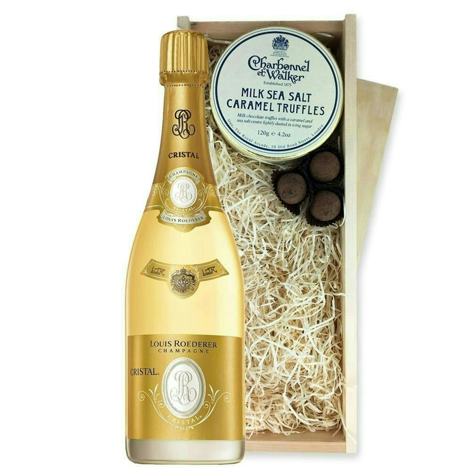 image 1 of Louis Roederer Cristal Vintage Champagne And Milk Sea Salt Charbonnel Chocolates Box 75cl 12% abv