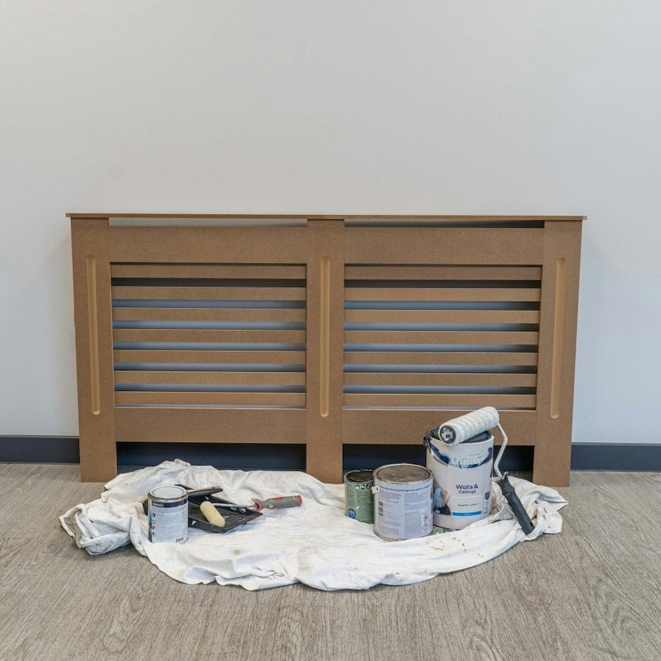 image 1 of Stylish MDF Unpainted Horizontal Design Radiator Cover - Large