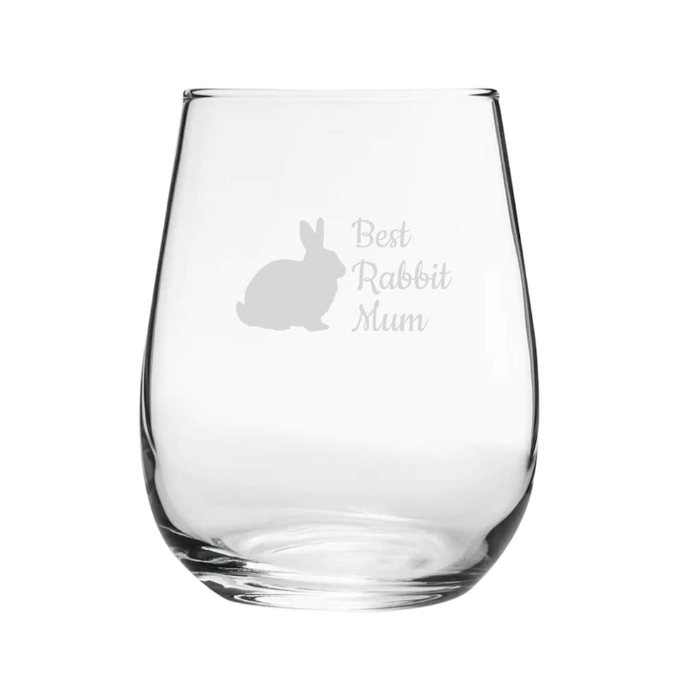 image 1 of Personalised Best Rabbit Dad Engraved Stemless Wine Gin Tumbler