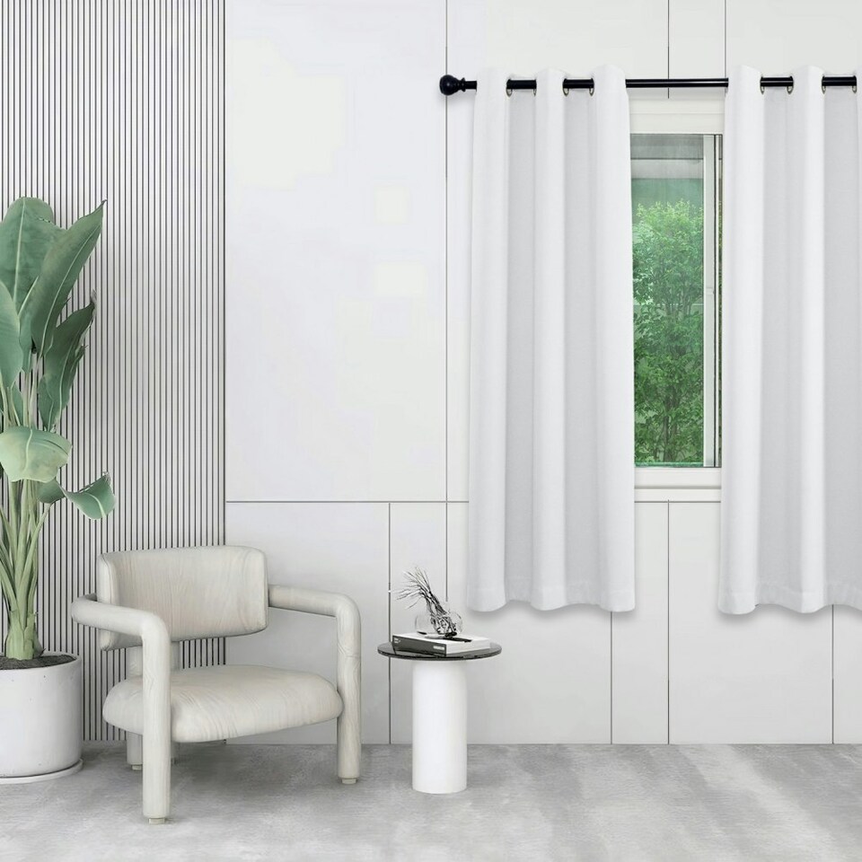 image 1 of Grey Eyelet Curtains - Thermal Blackout Curtains  - 66 x 72 Inch Drop - 2 Panel Grey