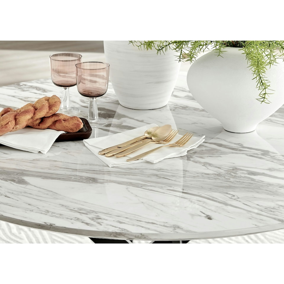 image 1 of Furniturebox Novara 120cm White Marble Effect Black Leg Table