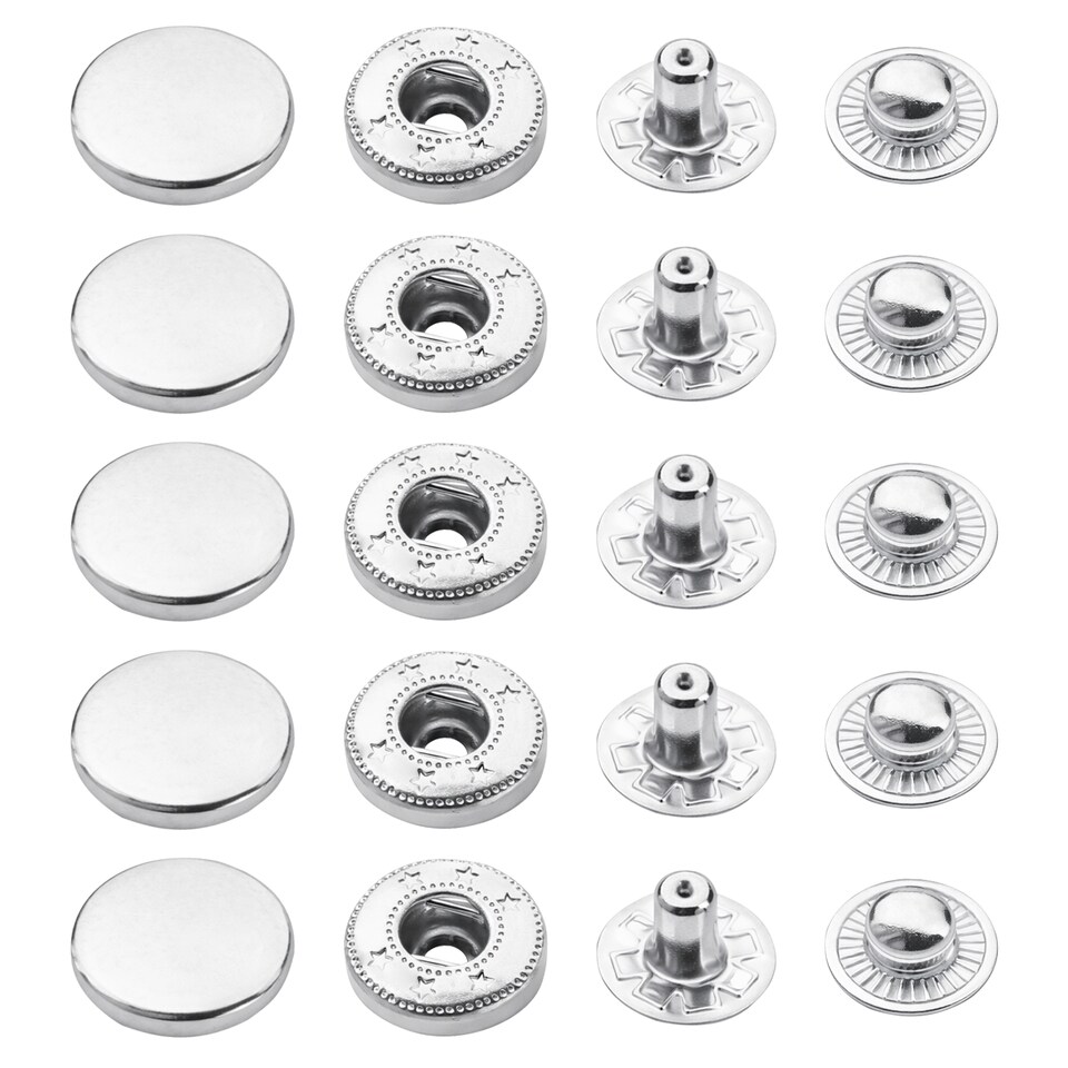 image 1 of 17mm S Spring Press Studs 4-Part, Durable & Lightweight - 10pcs