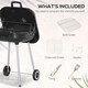 image 7 of Outsunny BBQ Charcoal Smoker Grill Trolley with 2 Wheels and Grilling Utensils
