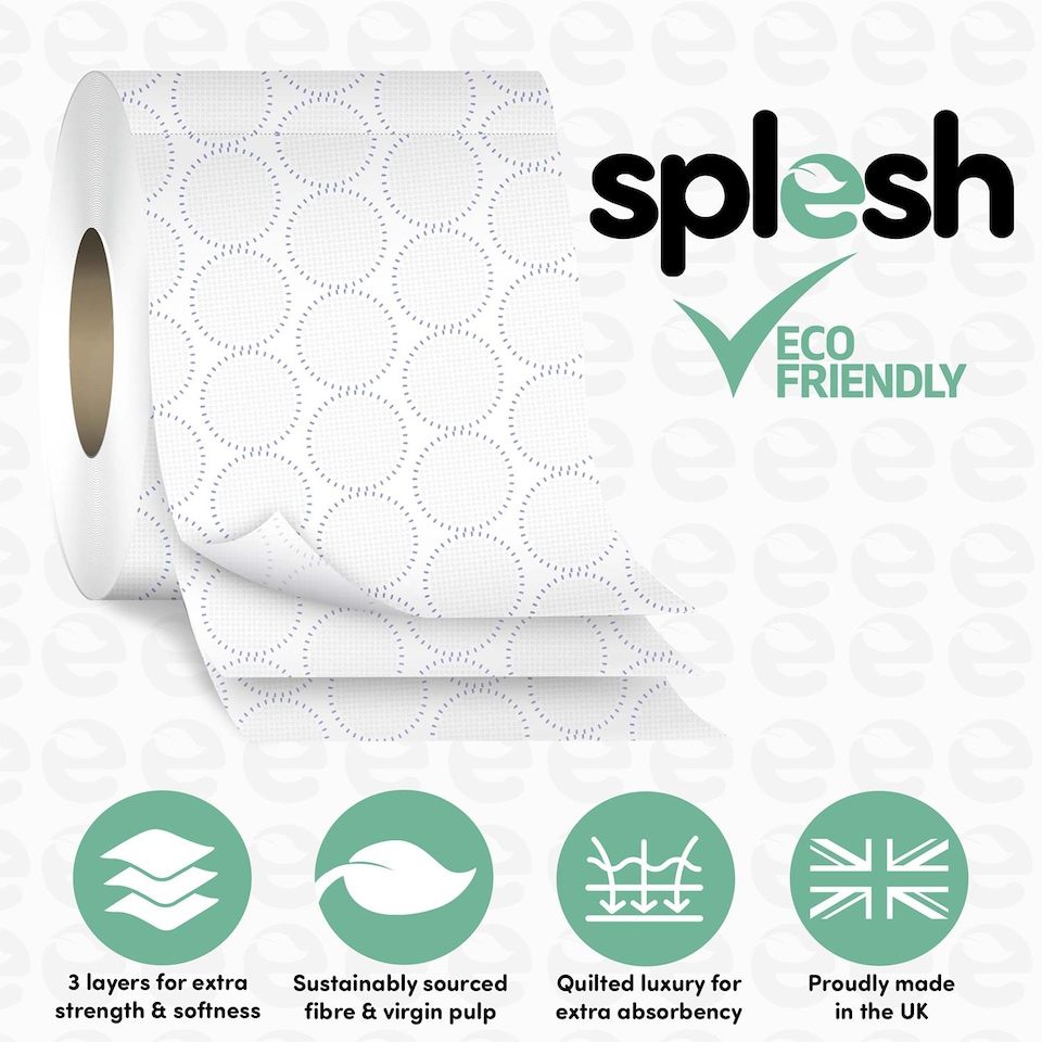 image 1 of Splesh Toilet Roll Original White 12 Rolls Quilted 3-Ply Soft Toilet Paper