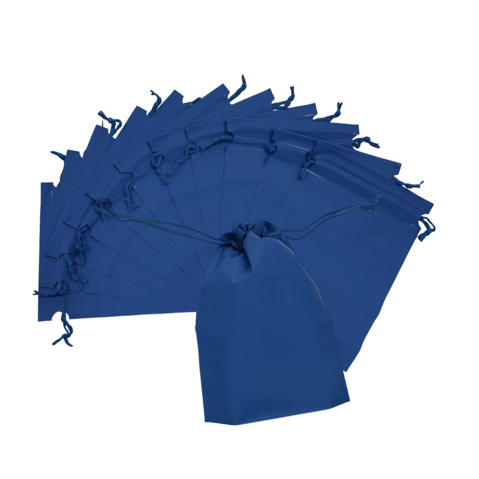 image 1 of Pack of 25 Blue Coloured 21x29cm PEVA Frosted Drawstring Bags | Blue