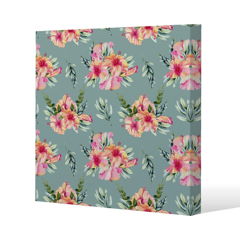 image 1 of Pink Flowers (Canvas Print) 61 x 61 x 4cm