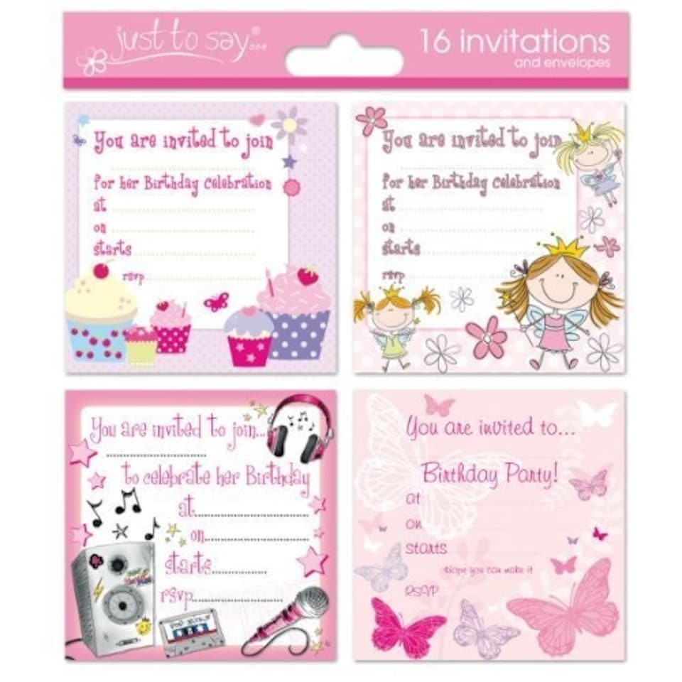 image 1 of Tallon Just To Say Girl 4 Design Invitation Card (Box of 16)