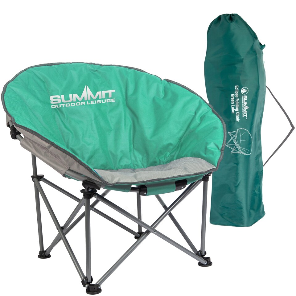 image 1 of PMS Eclipse Folding Camping Chair with Cup Holder, Carry Bag, Green
