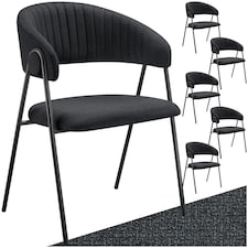Dining Chair Bedano - woven fabric, padded, 150 kg load capacity - Set of 6 Black