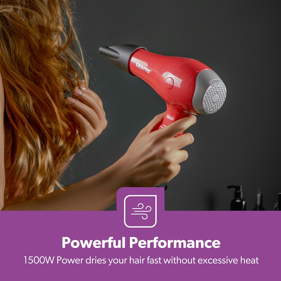 image 1 of GEEPAS Hair Dryer 1500W - Red