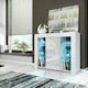 image 4 of Sideboard 97.5cm White Gloss Door White Matt Body Glass Shelves Free LED | White