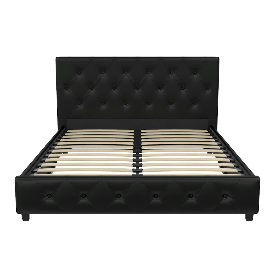 image 1 of Dakota Upholstered Bed PU Black, Double