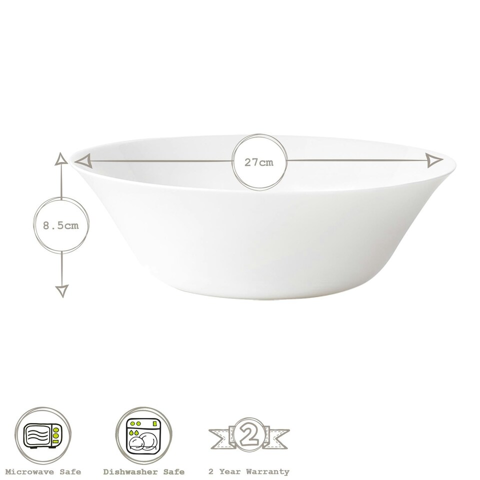 image 1 of Bormioli Rocco White Moon Glass Serving Bowl - 27cm White