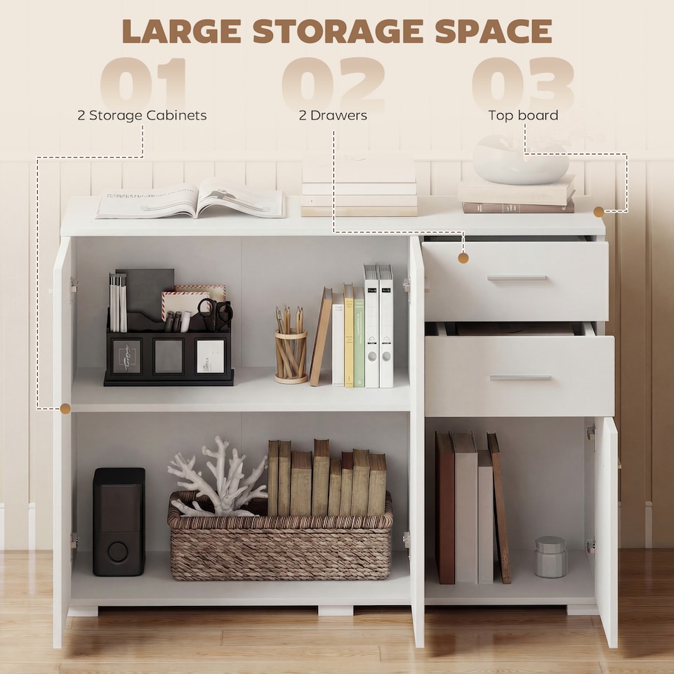 image 1 of HOMCOM Modern Sideboard Kitchen Storage Cabinet