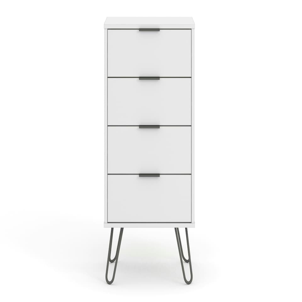 image 1 of Core Products Augusta Industrial White 4 Drawer Narrow Chest of Drawers H90.3cm x W45.0cm x D39.5cm White