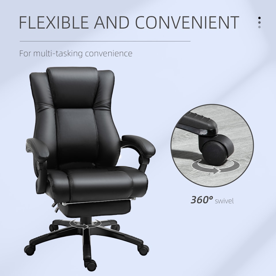 image 1 of Vinsetto Executive Home Office Chair, Computer Chair, with Foot Rest, Black