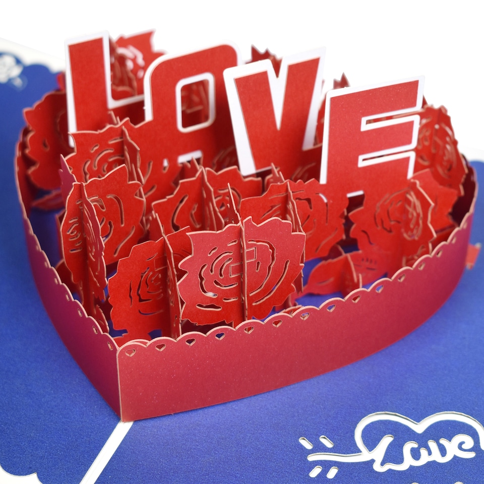 image 1 of Roses Love Heart Deign 3D Pop Up Valentine’s Day Card
