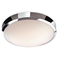 Toro LED Bathroom Flush Ceiling Light Chrome, White Polycarbonate Diffuser IP44