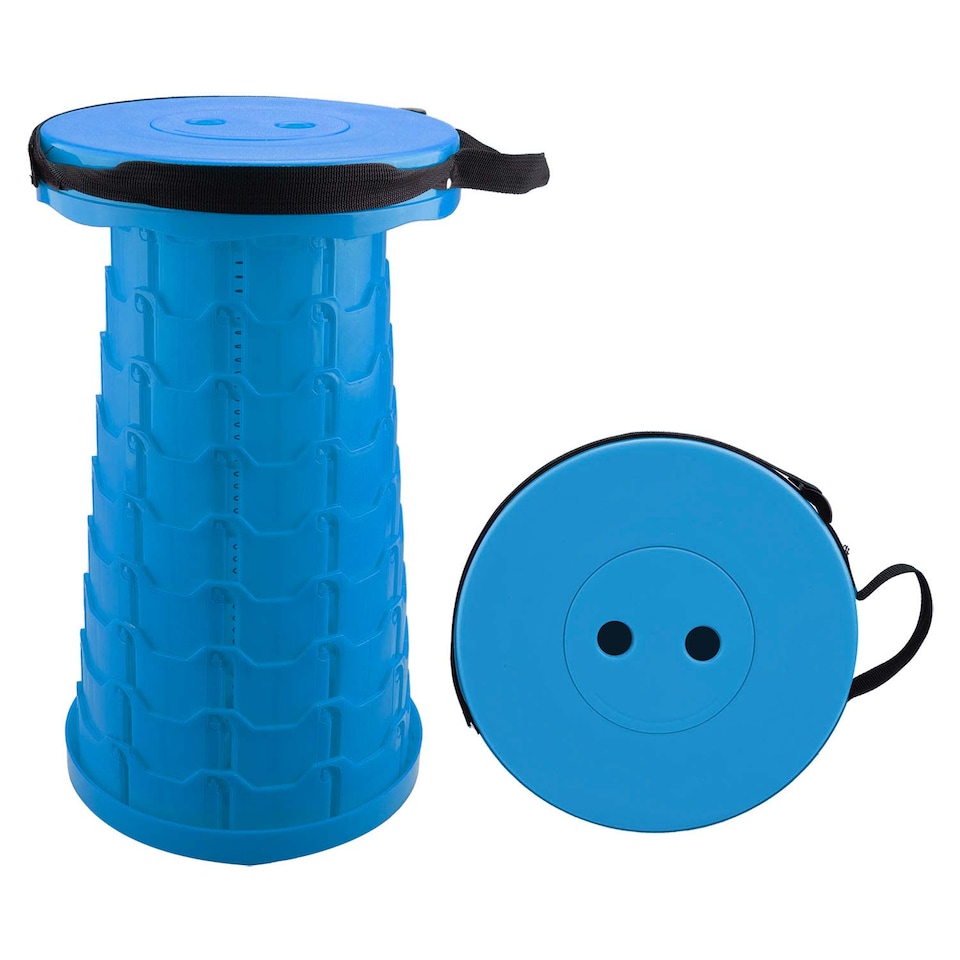 image 1 of vfm-estore Folding Stool with Carry Handle - 9 Adjustable Heights, Blue