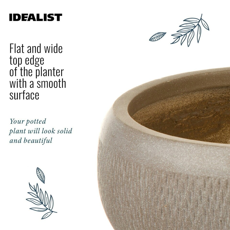image 1 of Mesh Style Taupe Bowl Garden Planter, Outdoor Plant Pot D29 H13.5 cm, 9 ltrs Cap.