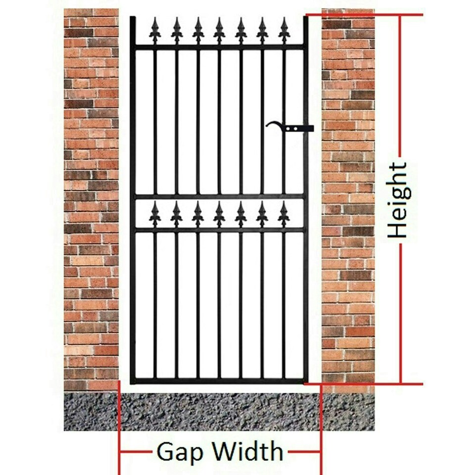 image 1 of Corfe Premium Range Spear Top Tall Single Gate - Steel - Fits Gap of 762 mm x 1778 mm High - Electro Galv./Black Powder Coated Black