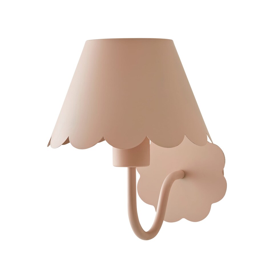 image 1 of ValueLights Hallie Pair of Pink Scallop Rechargeable Wall Lights | Pink