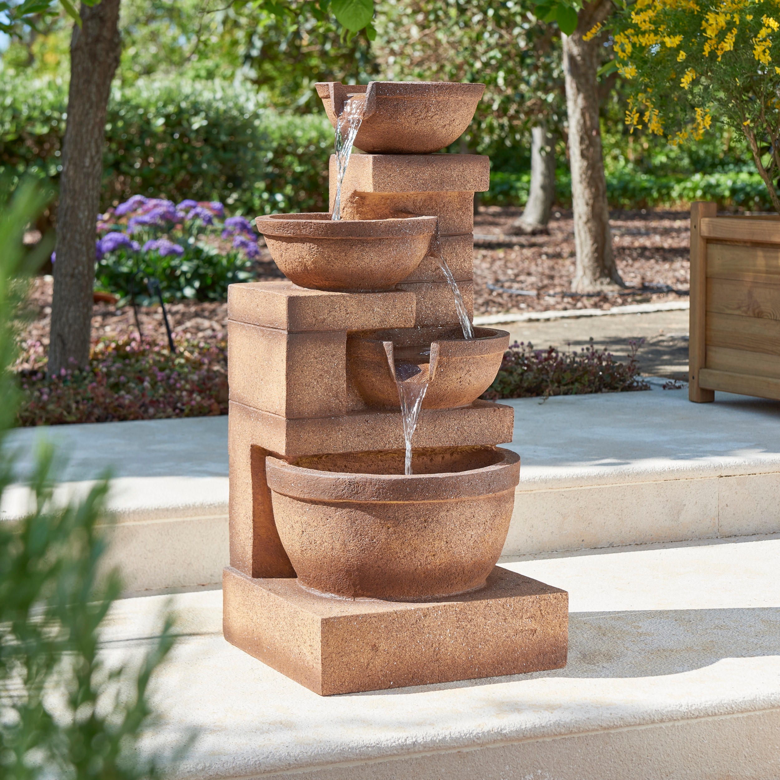 Kendal 4-Tier Cascade Water Feature with Lights 86cm - Tesco Groceries