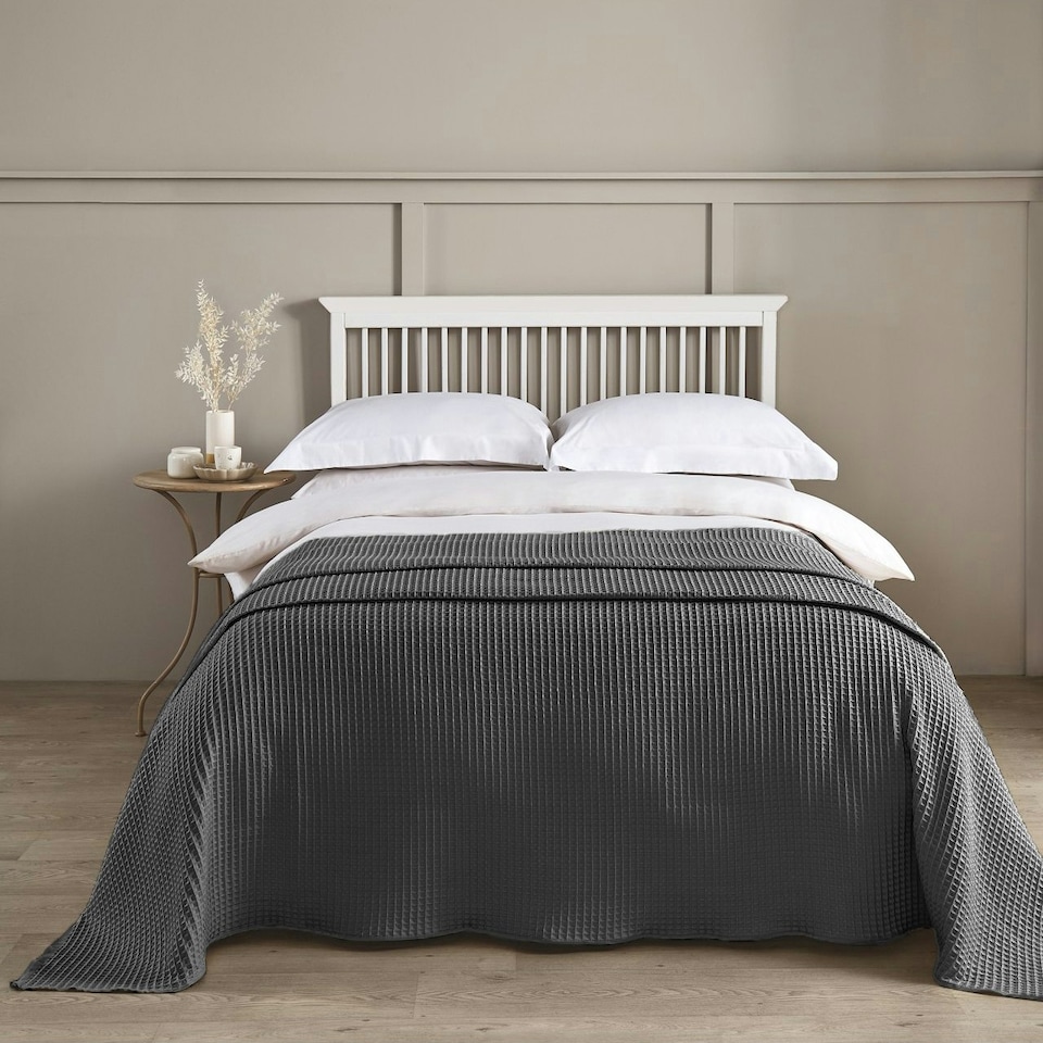image 1 of Waffle Throw Blanket 225 x 250cm - Graphite Grey