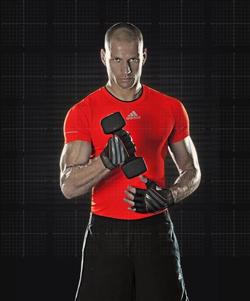 image 1 of Adidas Climacool Weightlifting Gloves, Breathable Hook-and-Loop Gym Gloves — Red, XXL | Black | RED | 2XL