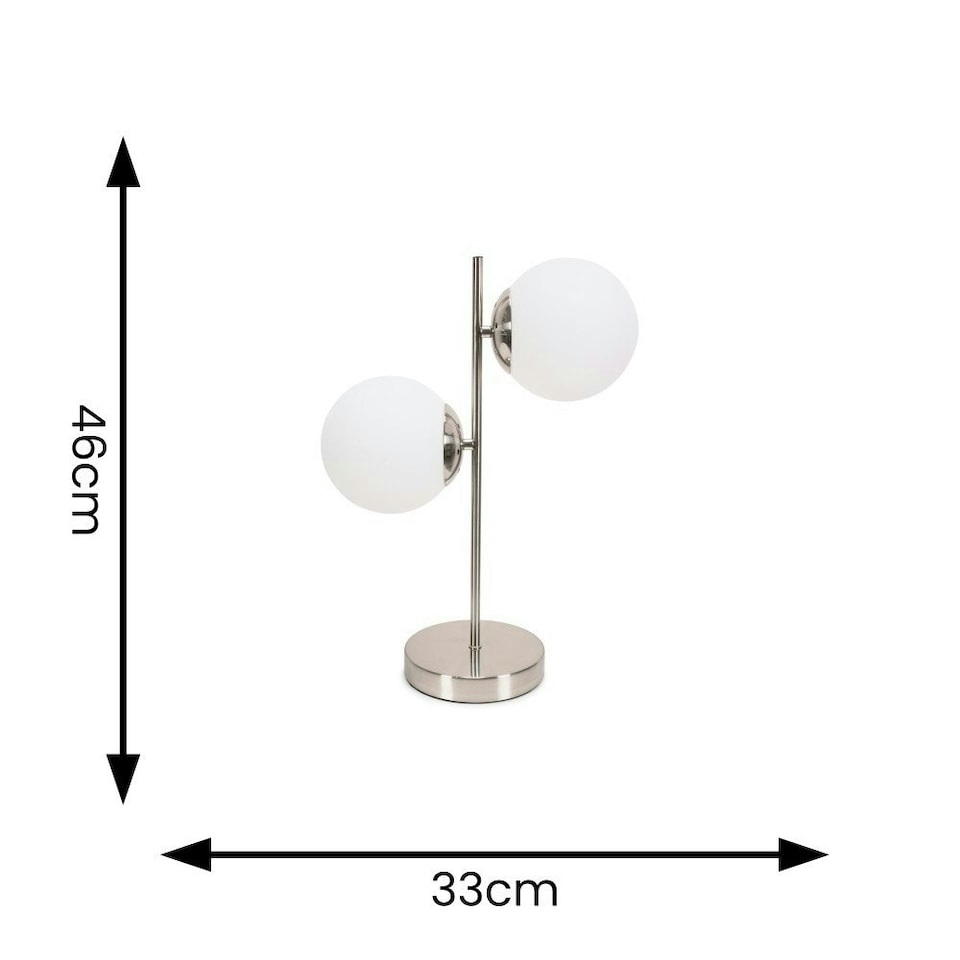 image 1 of ValueLights Jas Opal White Frosted Glass Globe Shades 2 Way Silver Chrome Table Lamp