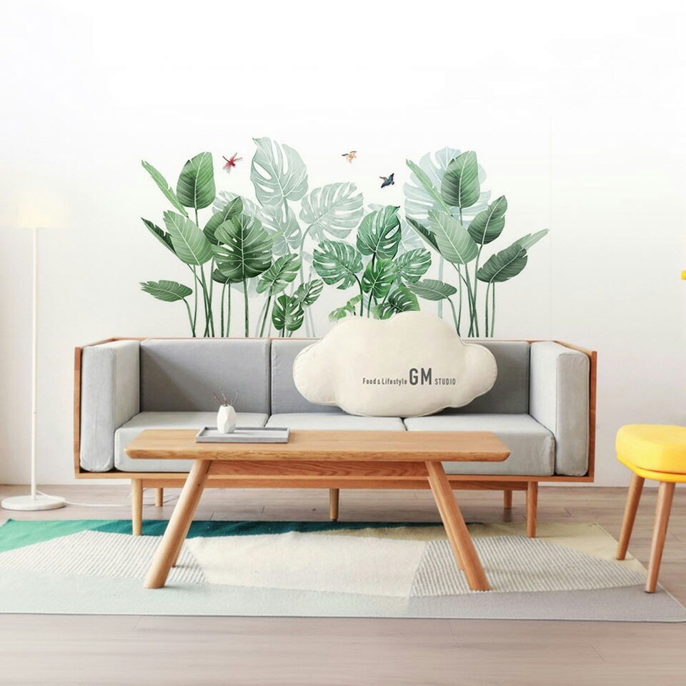 image 1 of Living and Home Tropical Rainforest Greenery Plants Wall Sticker | Green