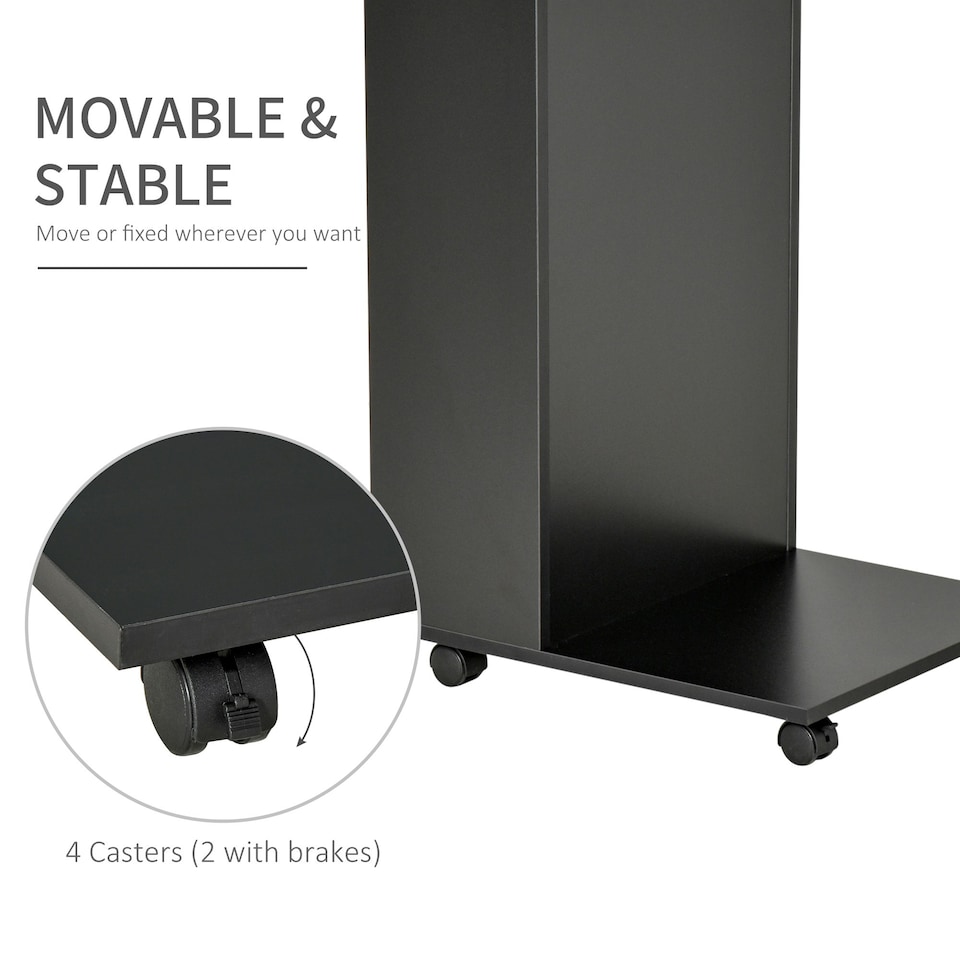 image 1 of HOMCOM Mobile Sofa Side Table for Laptop Coffee w/ Storage and Casters, Black