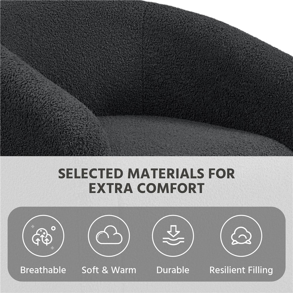 image 1 of Yaheetech Fabric Club Chair Upholstered Accent Barrel Chair Grey | Dark Gray