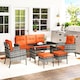 image 6 of Outsunny 6 Pieces Rattan Garden Furniture Sofa Set with Cushions, Orange | Orange | Orange