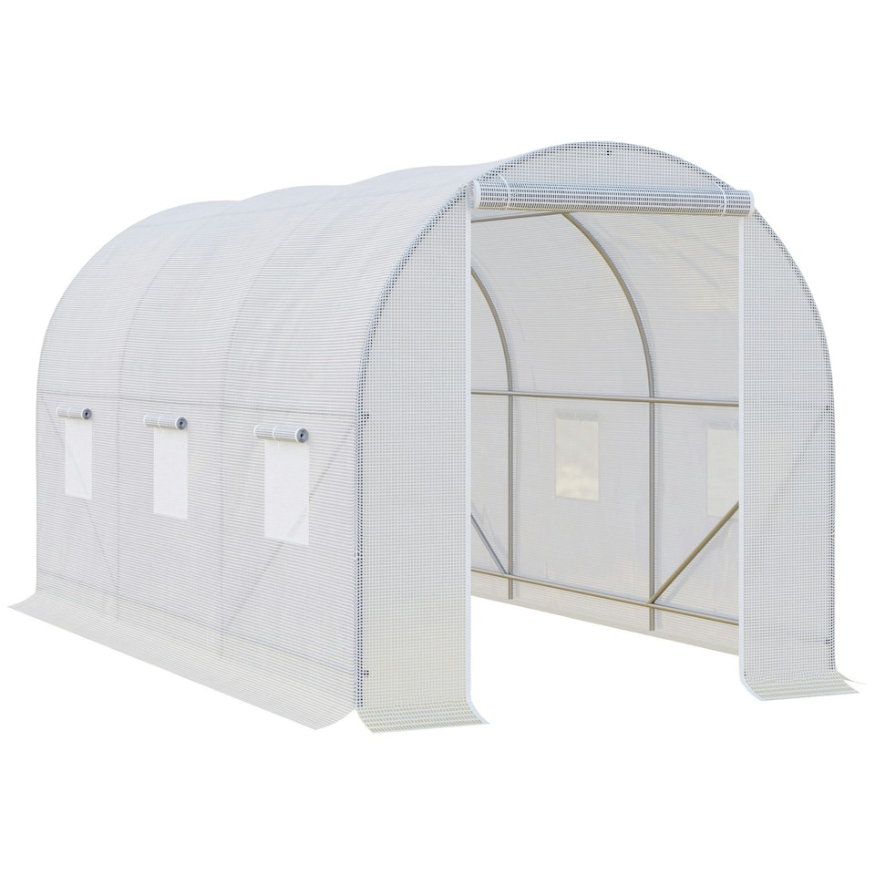 image 1 of Outsunny Large Walk-in Greenhouse Poly Tunnel Galvanised Garden Plants Grow Tent