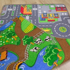 KUKOON Double Sided Farm Town Kids Rug 80cm x 150cm