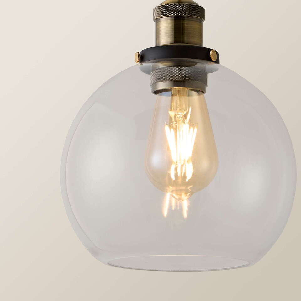 image 1 of ValueLights Sheridan Glass Clear Globe Ceiling Light Pendant & Bulb | Clear