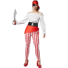 Womens Buccaneer of the sea costume | Red | red/white | 1