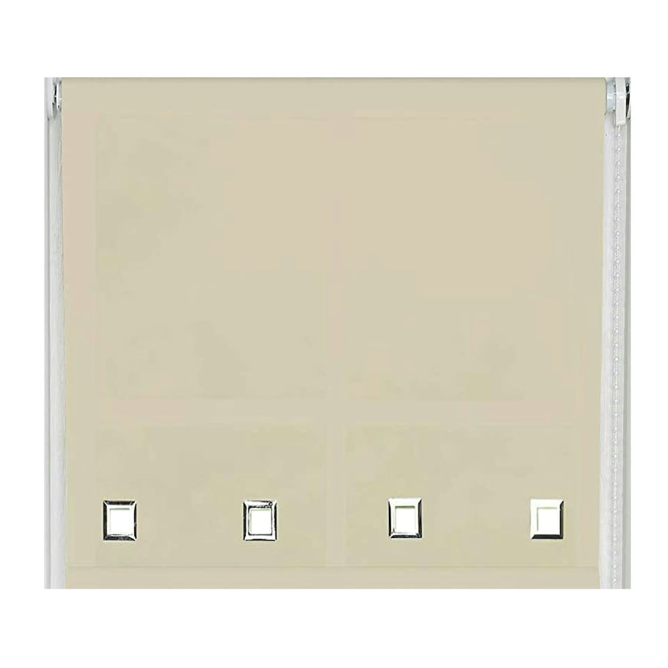 image 1 of 160cm Natural Square Eyelet Edge Roller Blind | Brown | Natural