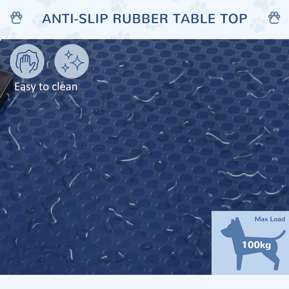 image 1 of PawHut Metal Adjustable Dog Grooming Table Rubber Top 2 Safety Slings Mesh