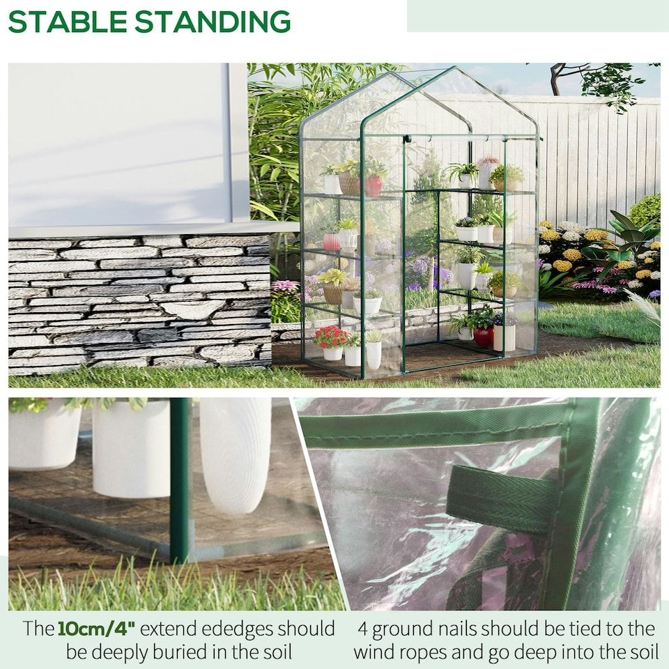 image 1 of Outsunny Walk In Greenhouse Garden Clear PVC Frame Shelves Reinforced Plant Grow