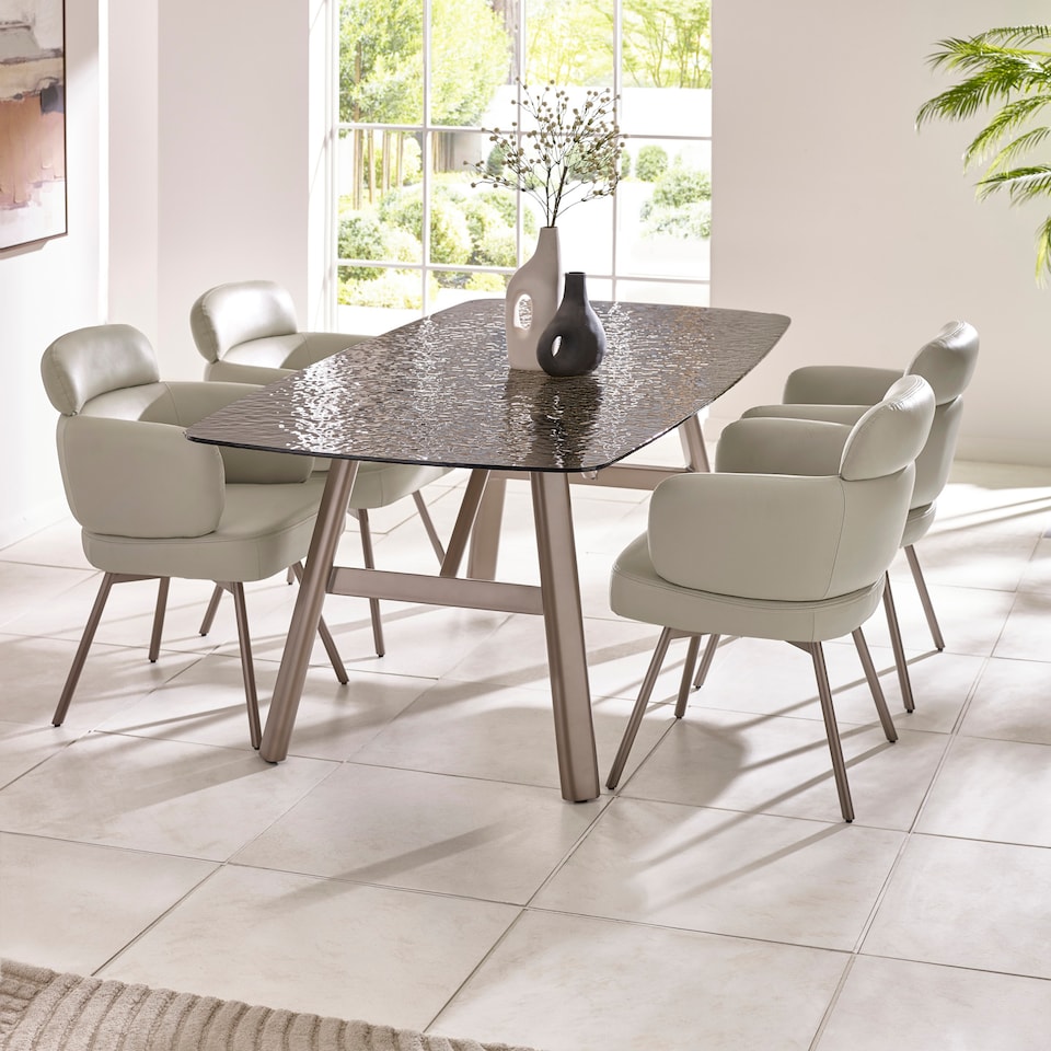 image 1 of Callisto 200cm Rectangular Smoked Bubble Glass Dining Table