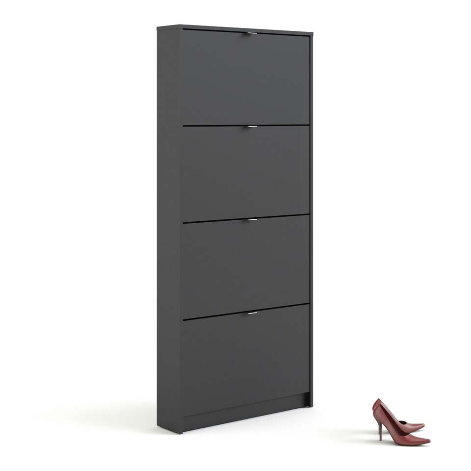image 1 of Shoes Shoe Cabinet 4 Flip Down Doors and 1 layer in Matt Black