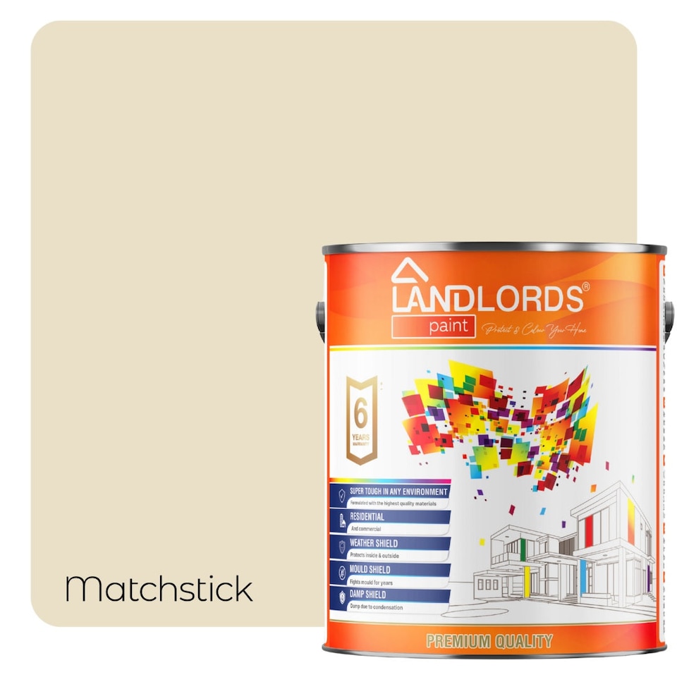 image 1 of Landlords Paint - Anti-Damp Paint - Damp Proof Protection for Interior Walls & Ceilings - Matchstick - 5L