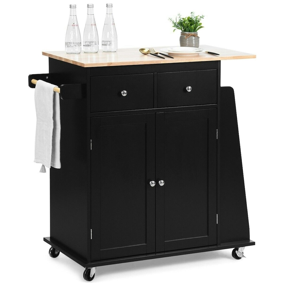 image 1 of COSTWAY Kitchen Island Rolling Storage Cabinet Trolley Cart